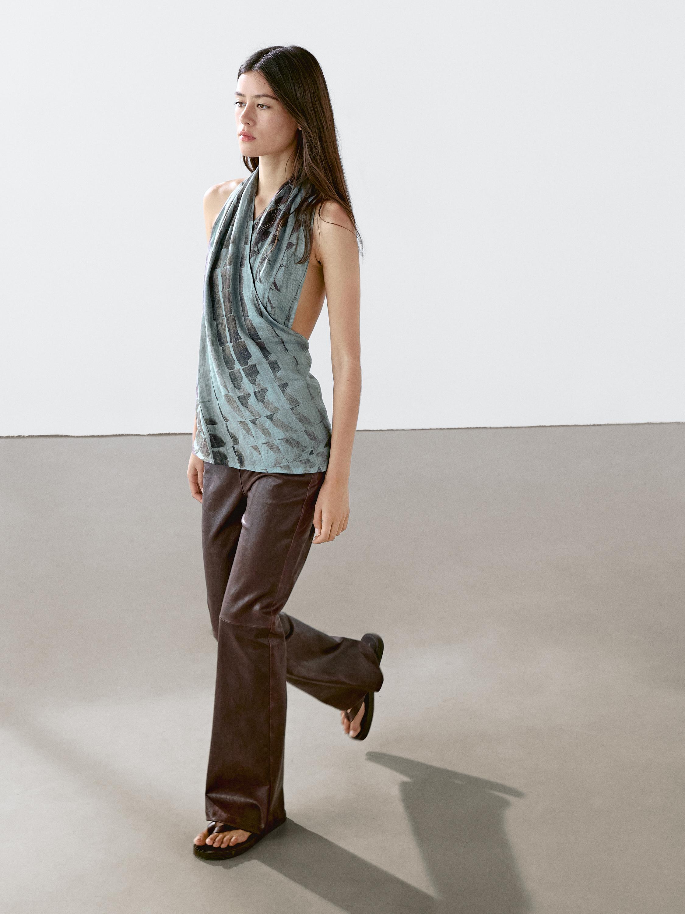 Print top with surplice neckline